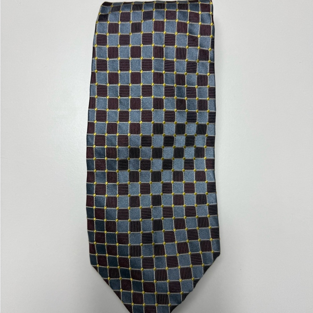 Robert Talbott Blue and Maroon Checkered Tie‎